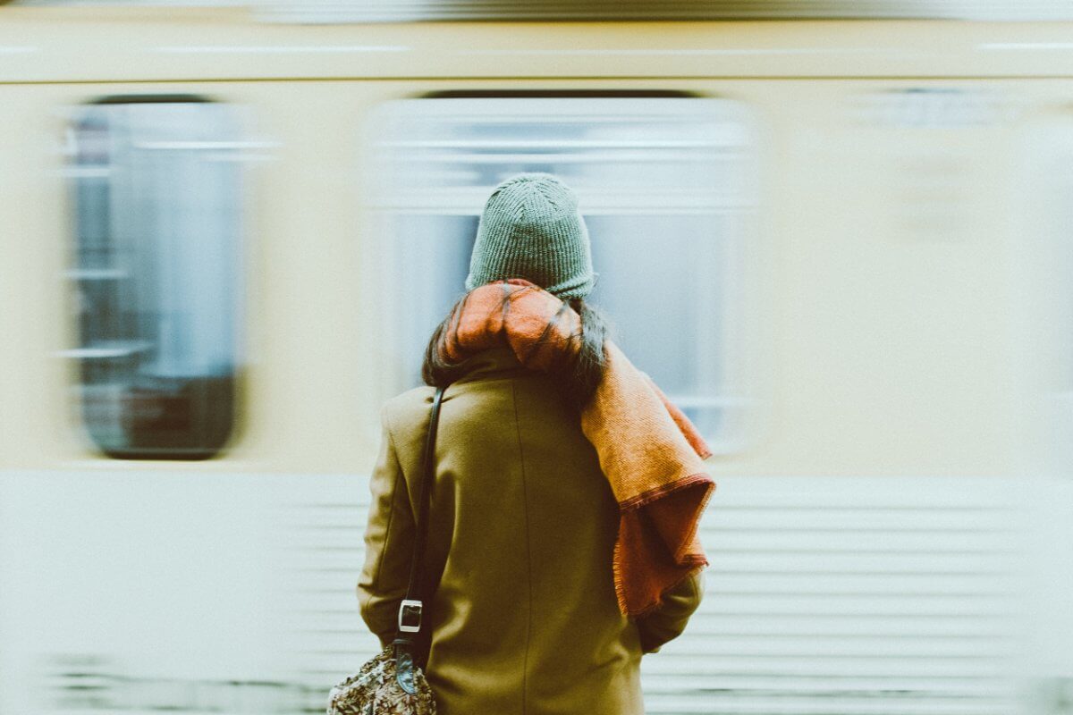 Woman Waiting For Train