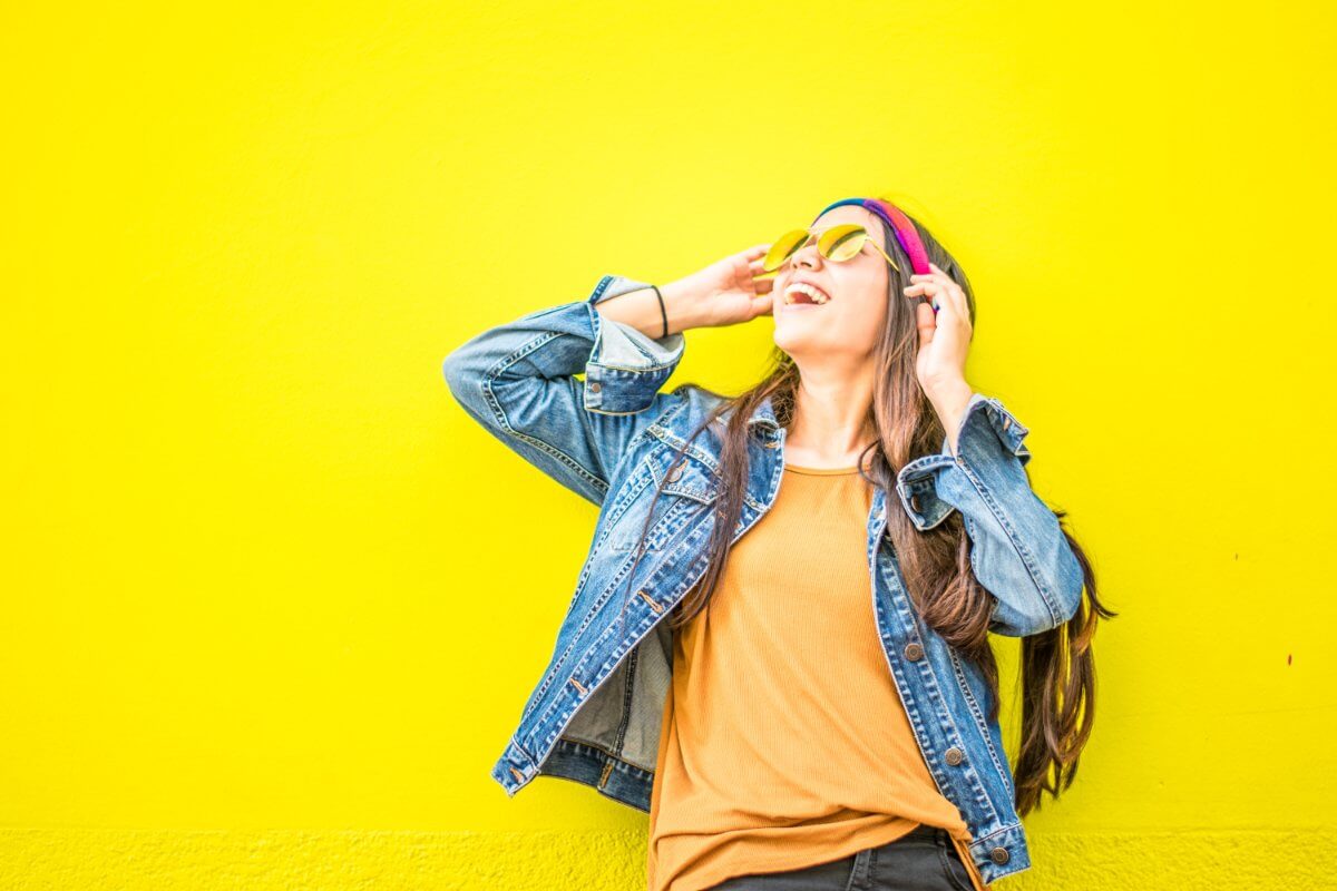 Happy Woman Listening To Music