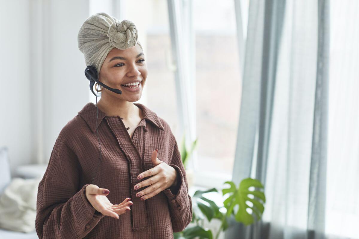 Woman Working With A Smile